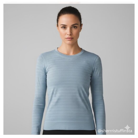 Like New Lululemon Breeze By Long Sleeve Running Athletic Top  Cascade Blue S 4 - Picture 1 of 8